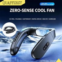 Foldable Portable Neck Fan 5000mAh Neck Air Conditioner Rechargeable Semiconductor Cooling Fan Outdoor Personal Fan Wearable Coo
