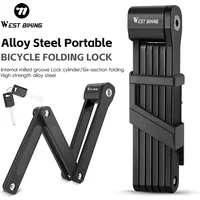 WEST BIKING Bicycle Folding Lock 2 Keys 87cm High Security Alloy Steel Lock For MTB Road Bike E-Bike Anti-Theft Foldable Lock