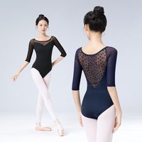 Frauen Mesh Ballett Tanz Trikots Dreiviertel Ärmel Ballett Spleißen Trikots Erwachsenen Ballett üben Tanz Gymnastik Trikots