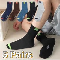 5 paires de haut épaissi multifonctionnel saisonnière du commerce au milieu du mollet à la mode pour hommes chaussettes déodorant chaussettes de jambe