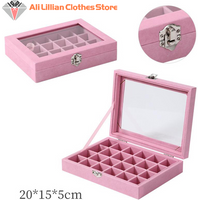 24 Grid Jewelry Storage Box New Transparent Window Large Capacity Ring Necklace Jewelry Storage, Simple And High-end Display Box