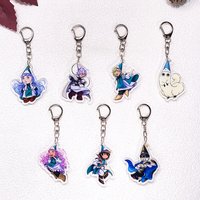 1/7Pcs Cartoon Witch Hat Atelier Keychain Accessory Acrylic Charms Pendant For Bag Creative Cute Key Holder Backpack Decoration