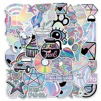 AliExpress NONE 50pcs Holographic Laser Pattern Decals Graffiti Stickers Decorated Suitcase Cycling Gear Skateboard Luggage Helmet Self Adhesive