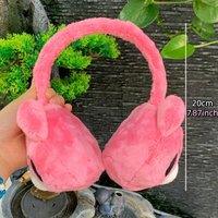 Cute pink plush earmuffs with a bear - shaped design. Soft, cozy, and perfect for adding a sweet touch to cold days.