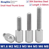 5/10pcs M1.6 M2 M2.5 M3 M4 M5 M6 M8 304 Stainless Steel Small Head Knurled Thumb Screws Hand Tighten Curtain Screws GB836