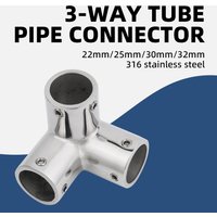 316 Stainless Steel 3-Way Corner Rail Fitting for Boats Pipe Connector Marine Hardware Compatible with 22/25/30/32mm Tubing