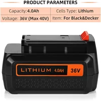 LBX2040 BL2036 36V/40V 4000mAh Li-ion Rechargeable Battery for Black & Decker Power Tools BL1336L LBXR36 BL2036L LST400 CST1200