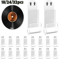 18/24/32Pcs Clear Acrylic Record Holder Wall Mount Self Adhesive Records Holder Record Wall Display Stand for LP Albums CD