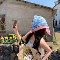 Flower Printed Headscarf Gentle INS Style Sun Protection Headband Towel French Pastoral Style Headband Women