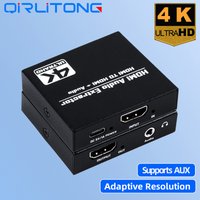 4K HDMI to Audio HDMI 1x2 Audio Extractor 4K30Hz 1 in 2 Out Splitter Extractor Supportes AUX