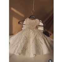 Custom Flower Girl Dress Wedding Gown Birthday Party Pageant Dress Big Bow Beaded Satin Ball Gown For Girls فساتين بنات