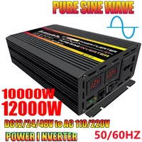 12000W Pure Sine Wave Power Inverter Voltage Transformer Intelligent Digital Display Car Home Outdoor DC12V to AC 220V/