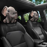 2 Pieces Cute Baby Elephant 3D Printed Car Headrest Covers, Elastic Universal Fit Car Seat Headrest Protectors
