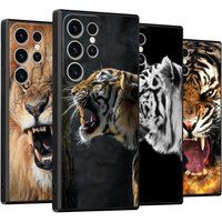 Tiger Lion Black Soft Phone Cover Case for Samsung Galaxy S20 S24 Plus S25 Edge S21 FE S23 Ultra