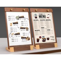 A4/A5 Clipboard Solid Walnut Wood Menu Board Solid Wood Display Board High-grade Coffee Price List MenuTable Top Display
