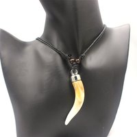 Funky Acrylic Wolf Fang Pendant Necklace Adjustable Necklaces for men women's fashion Jewelry Gift