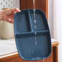 1pc Divided Dish Diet Reusable Dinner Plate Kitchen Dinnerware Portion Plates For Adults 3 Compartments Microwave Safe