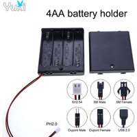 YuXi 1 Piece 6V 4 Slot AA Battery Storage Box Battery Holder With Terminal Wire Dupont SM PH2.0 XH2.54 USB Plug With Switch