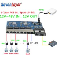 Reverse POE Switch 2F8E Gigabit Fast Ethernet Switch Converter Ethernet Fiber Optical Media Converter PCBA 12VIN 12VOUT