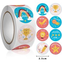 50-500Pcs Round English Cartoon Animal Stickers Teacher Reward Students Stickers Self-adhesive Stationery Stickers
