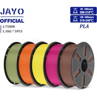 JAYO PLA Filament 1,75mm 1,1KG 5 Rollen PLA 3D-Drucker-Filament mit wiederverwendbarer Spule, passend für die meisten 3D-Drucker