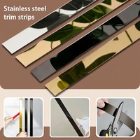 6M stainless steel self-adhesive mirror decorative strip, backing adhesive, suitable for indoor decoration edge banding