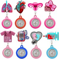 Cartoon Shiny Plastic PVC Nurse Doctor Badge Reel Retractable Hospital Medical FOB Pocket Watches Clip Hang Clock Gifts
