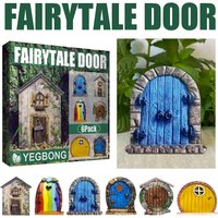 Miniature Fairy Gnome Door Window Statues Wood Elf Fairy Door Figurines Garden Decor Outdoor Fairy Elf Door Art Craft Kits