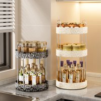 Two-Layer/Three-Layer 360-Degree Rotating Makeup Storage Rack - Rotating Tray, Suitable for Bathroom Countertops, Dressing Tables, Skincare Products, and Perfume Storage - Space-Saving Rotating