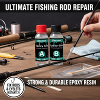 Epoxy Resin AB Adhesive 1:1 for Fishing Rod & Eyelet Repair, Clear Strong Bond, Fast Cure, Sandable/Paintable,Carbon/Fiberglass