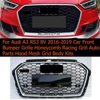 For Audi A3 RS3 8V 2016-2019 Car Front Bumper Grille Honeycomb Racing Grill Auto Parts Hood Mesh Grid Body Kits