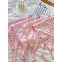 Floral Double-Layer Triangle Scarf Cotton Thin Strawberry Flower Print Hair Scarf Korean Sweet Fresh Literary Turban Accessories