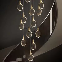Modern Staircase Chandelier Interior Lighting Villa Duplex Attic Living Room Lobby Spiral Crystal High Ceiling Pendant Light