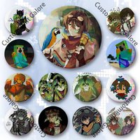P-Parrotx2 Laser Film Badge Tinplate Brooch Lapel Pin HD Print Badge for Decoration DIY Accessories Gift