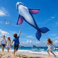 Easy To Fly Giant Blue Whale Kite Good Flying 100 Meter Kite Line Flying Fish Kite Marine Animal Ripstop Children's Kite