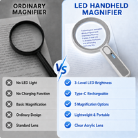 Rechargeable 5/6/11/12/30X Portable Magnifying Glass Set with LED Light Three Levels of Brightness for Seniors Reading Magnifier