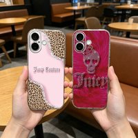 Juicy Couture Clear Phone Case For iPhone 17 16 15 14 13 12 11Pro Max Plus Transparent Shockproof Cover