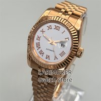 31 mm high quality Women's automatic Watch two-tone rose gold stainless steel case White mother-pearl dial three point date