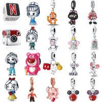 925 Sterling Silver Cute Cartoon Mouse Camera Elephant Charms Beads,Pendants Fit European Bracelet Necklace DIY Jewelry Gift