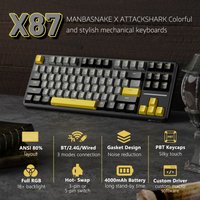 ATTACK SHARK X87 Kabellose mechanische Gaming-Tastatur, Tri-Mode BT5.0/2,4 GHz/USB-C-Dichtung, Hot-Swap-fähige benutzerdefinierte Tastatur, Pre-Lube