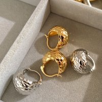 Modern Stainless Steel Chunky Gold Plated Hoop Earrings for Women Rhinestones Thick Basket Huggie Jewelry Women Gift
