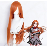 Heat Resistant Synthetic Hair Halloween Party Wig 80cm Inoue Orihime Cosplay Wig Orange Wigs Women Anime Cosplay Wigs