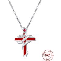 925 Sterling Silver Red Cross Wrapped Snake Necklace Gothic Pendant Necklace Birthdays Anniversaries Jewelry Gifts For Women