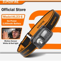 SUPERFIRE Mini puissant randonnée Camping phare USB C Rechargeable phare LED capteur phare avant lampe frontale pour le travail