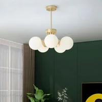 Nordic Glass Ball LED Chandelier for Living Dining Room Food Tables Bedroom Pendant Lights Home Decor Hanging Light Fixture