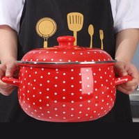 Enamel Stew Pot, Soup Pot, Thick Double Ears, Boiled Noodles, Hot Milk, Induction Cooker, Gas Stove, Kitchen Cookware