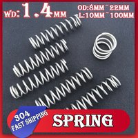 Wire Diameter 1.4 Mm 304 Stainless Steel Compressed Spring Spot Outer Diameter 8-22mm Pressure Spring Return Spring Custom Made