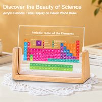 1pc acrylic periodic table on a wooden base, an ideal study gift for students and friends, suitable for holiday gifting