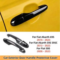 Car Exterior Door Handle Carbon Fiber Decorative Sticker Cover For Fiat 500 2008-2023 Abarth 595 595C 2012-2023 695 2010-2023