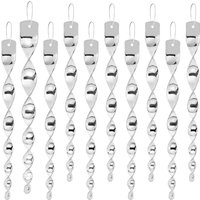 4-48Pcs Sparkling Bird Repellent Spiral Reflectors Silvery Mylar Hanging Deterrents for Garden, Scares Away Woodpeckers, Pigeons